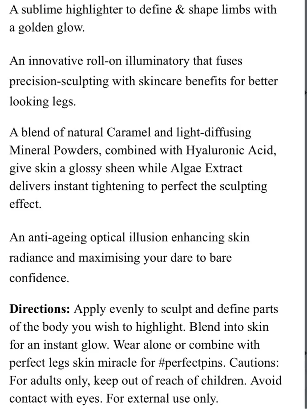 New in Box This Works Perfect‎ Legs DISCONTINUED Sculpting Illuminator 2fl oz